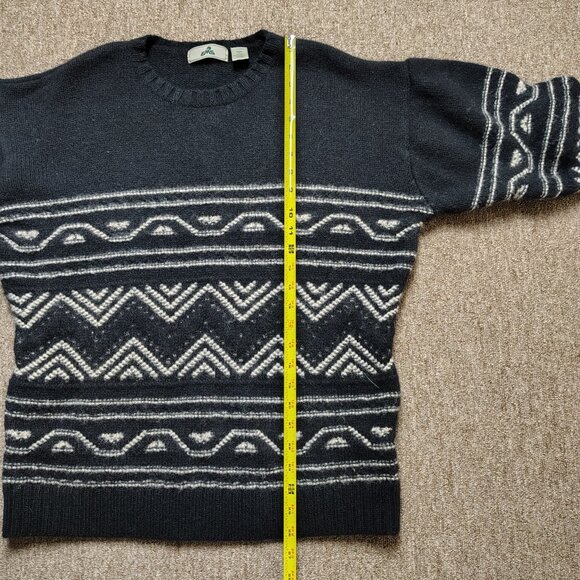 EASTERN MOUNTAIN SPORTS Sweater Men L Black 100% Wool Crewneck Pullover Classic - Picture 6 of 7